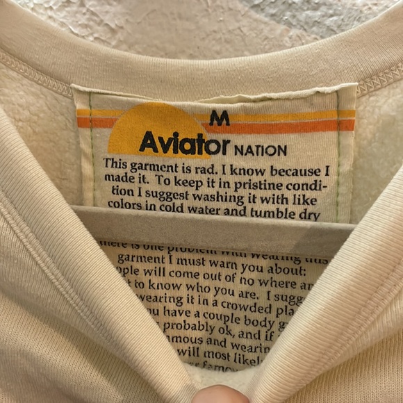 Aviator nation logo crew neck in vintage white size m - Picture 3 of 4